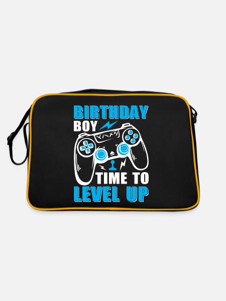 Geburtstagskind Zeit, um Videospiel Geburtstag zu verbessern - Retro Tasche - Schwarz/Gold - Hinten
