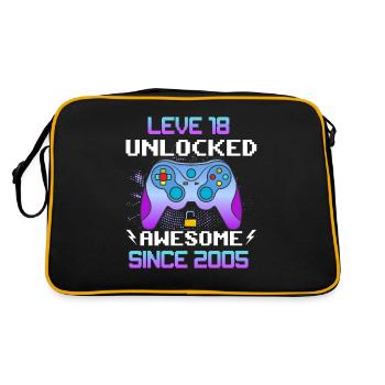 Level 18 Freigeschaltet Awesome seit 2005 Funny Gamer - Retro Tasche - Schwarz/Gold - Hinten