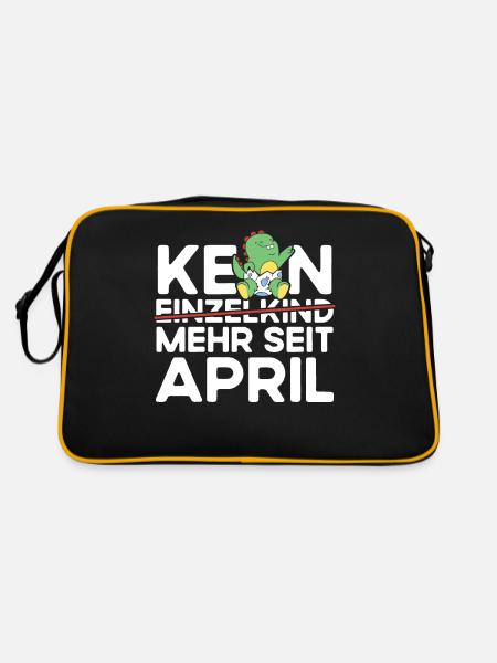 Kein Einzelkind Mehr Seit April Große Schwester - Retro Tasche - Schwarz/Gold - Hinten