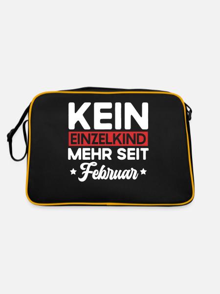 Kein Einzelkind Mehr Seit Februar Große Schwester - Retro Tasche - Schwarz/Gold - Hinten