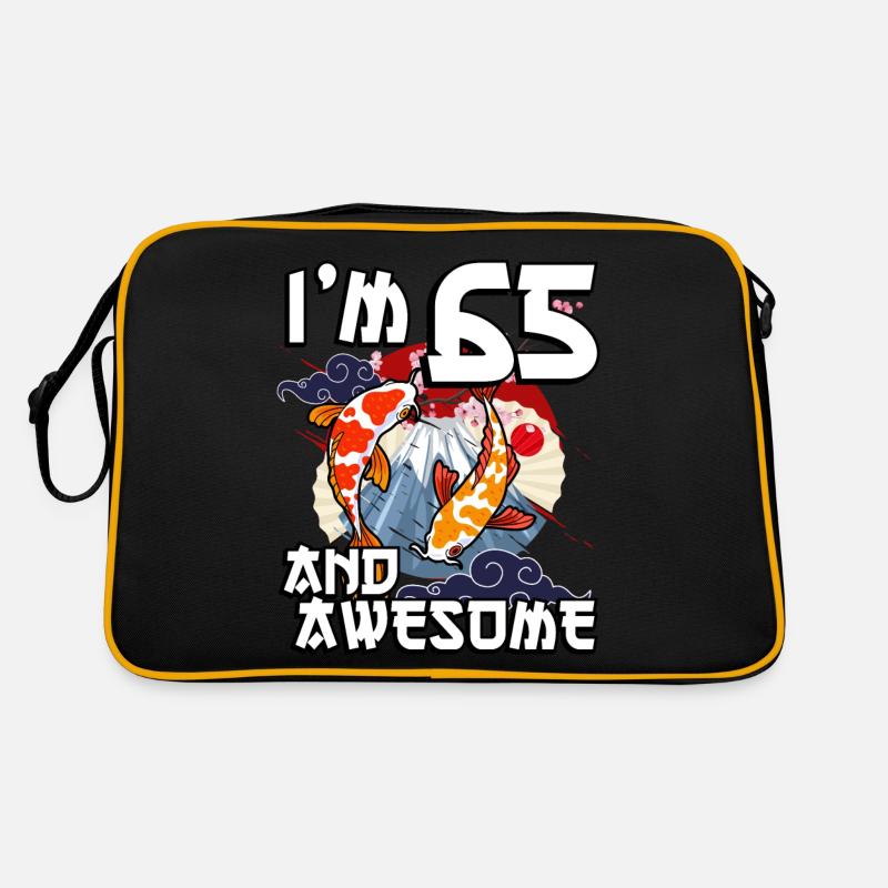 Ich Bin 65 Und Awesome Japanischer Karpfen Koi Retro Tasche