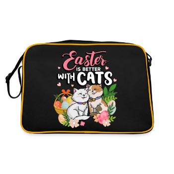 Easter is better with cats Easter season holidays - Retro Bag - black/gold - Back