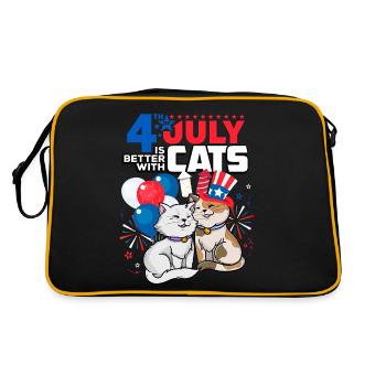Der 4. Juli Ist Besser Mit Katzen - Retro Tasche - Schwarz/Gold - Hinten