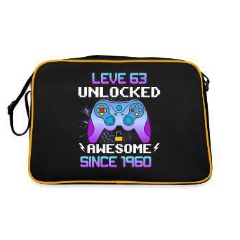 Level 63 Unlocked Awesome Since 1960 Funny Gamer - Retro Bag - black/gold - Back