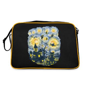 Spooky Evening With Pumpkins Ghosts - Retro Bag - black/gold - Back