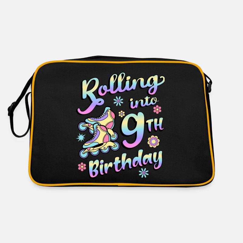 Rolling Into 9th Geburtstag Roller Skater Inline Retro Tasche