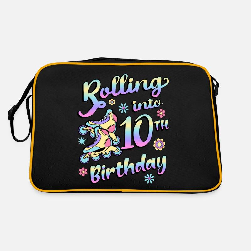 Rolling Into 10. Geburtstag Roller Skater Inline Retro Tasche