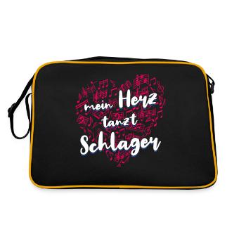 Volksmusik Party Dorffest Ouftit Deutsche Schlager - Retro Tasche - Schwarz/Gold - Hinten