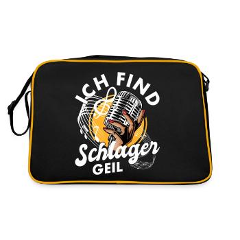 Volksmusik Party Dorffest Ouftit Deutsche Schlager - Retro Tasche - Schwarz/Gold - Hinten
