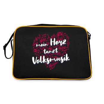 Volksmusik Party Dorffest Ouftit Deutsche Schlager - Retro Tasche - Schwarz/Gold - Hinten