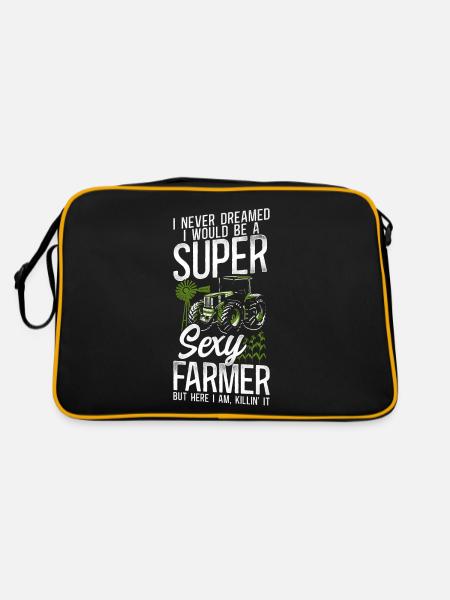 Farming Farmer Tractor Vintage I - Retro Bag - black/gold - Back