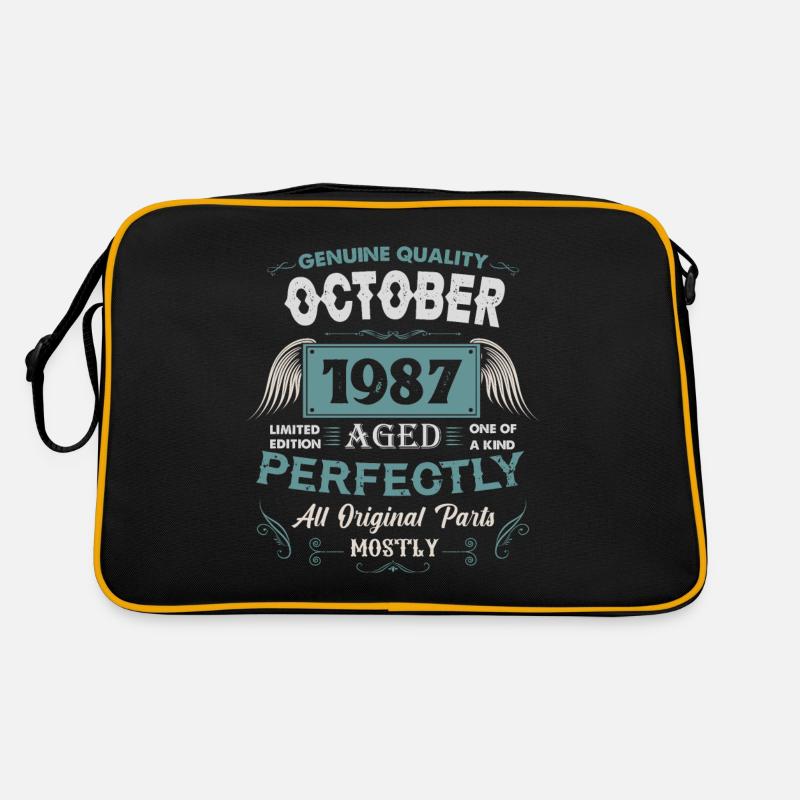 October 1987 Vintage Birthday Gift - Retro Bag - black/gold