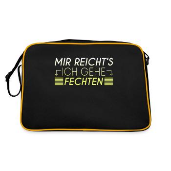 Fechten Spruch - Retro Tasche - Schwarz/Gold - Hinten