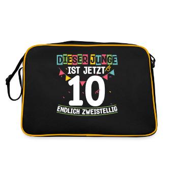 Dieser Junge Ist Jetzt 10 Endlich Zweistellig - Retro Tasche - Schwarz/Gold - Hinten