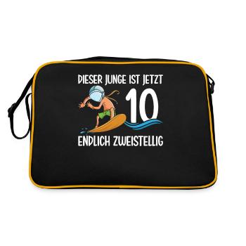 Dieser Junge Ist Jetzt 10 Endlich Zweistellig - Retro Tasche - Schwarz/Gold - Hinten