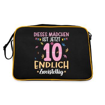 Dieses Mädchen Ist Jetzt 10 Endlich Zweistellig - Retro Tasche - Schwarz/Gold - Hinten