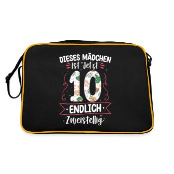 Mächen Ist Jetzt 10 Zweistellig 10. Geburtstag - Retro Tasche - Schwarz/Gold - Hinten