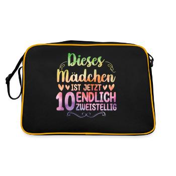 Mädchen Ist Jetzt 10 Zweistellig 10. Geburtstag - Retro Tasche - Schwarz/Gold - Hinten