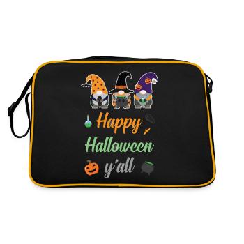 Halloween Vibes Citrouille Chat Dans Chapeau De Sorcière - Sac Retro - noir/or - Dos