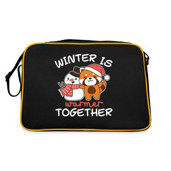 Red Panda Winter is warmer together Snowman - Retro Bag - black/gold - Back