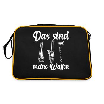 Waldarbeiter Förster Waldarbeit Holzfäller - Retro Tasche - Schwarz/Gold - Hinten