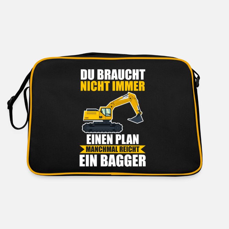 Baggerfahrer Maschinenführer Tiefbauer Bagger - Retro Tasche - Schwarz/Gold