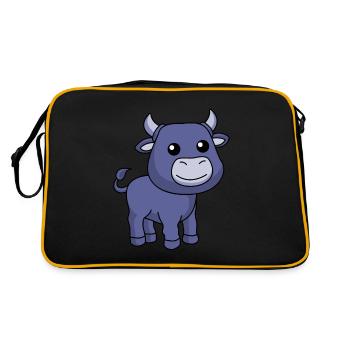 Stier Comic Tier - Retro Tasche - Schwarz/Gold - Hinten