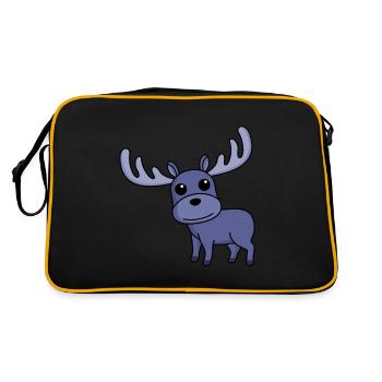 Elch Comic Tier - Retro Tasche - Schwarz/Gold - Hinten