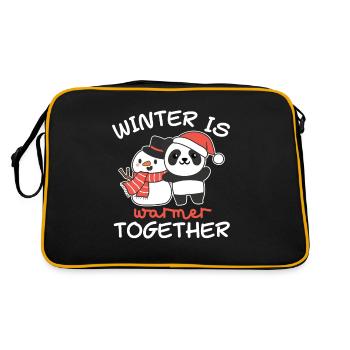 Panda Winter is warmer together Snowman - Retro Bag - black/gold - Back