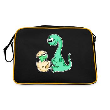 Dinosaurs with Baby Dinosaurs - Retro Bag - black/gold - Back