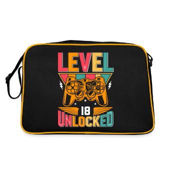 Level 18 Freigeschaltet Awesome seit 2005 Funny Gamer - Retro Tasche - Schwarz/Gold - Hinten
