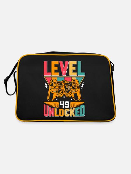 Level 49 Freigeschaltet Awesome seit 1974 Funny Gamer - Retro Tasche - Schwarz/Gold - Hinten