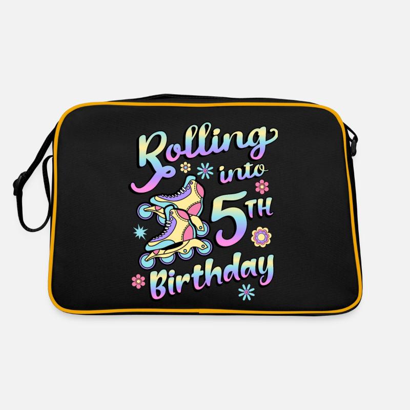 Rolling Into 5th Geburtstag Roller Skater Inline Retro Tasche