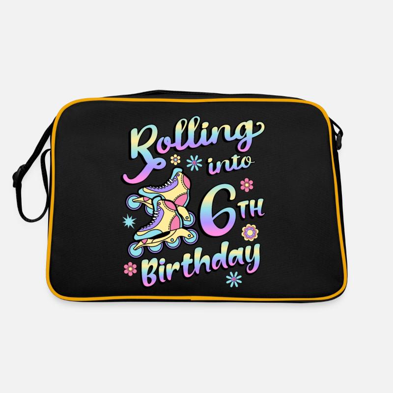 Rolling Into 6th Birthday Roller Skater Inline Retro Tasche