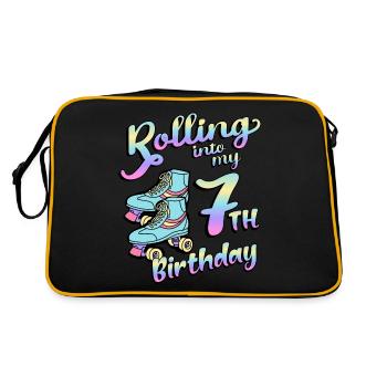 Rolling Into My 7th Birthday Quad Skater - Retro Tasche - Schwarz/Gold - Hinten