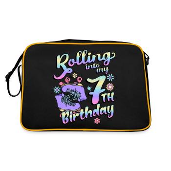 Rolling Into My 7th Birthday Quad Skater - Retro Tasche - Schwarz/Gold - Hinten