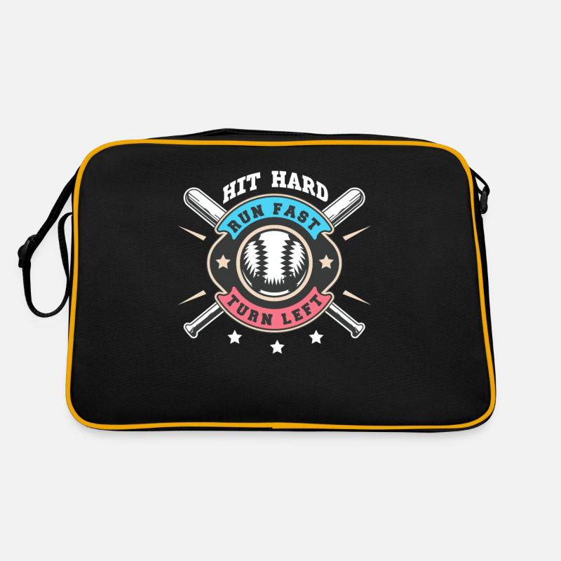 Hit Hard Run Fast Turn Left Baseball Retro Bag