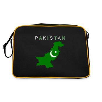 Drapeau de la carte du Pakistan - Sac Retro - noir/or - Dos