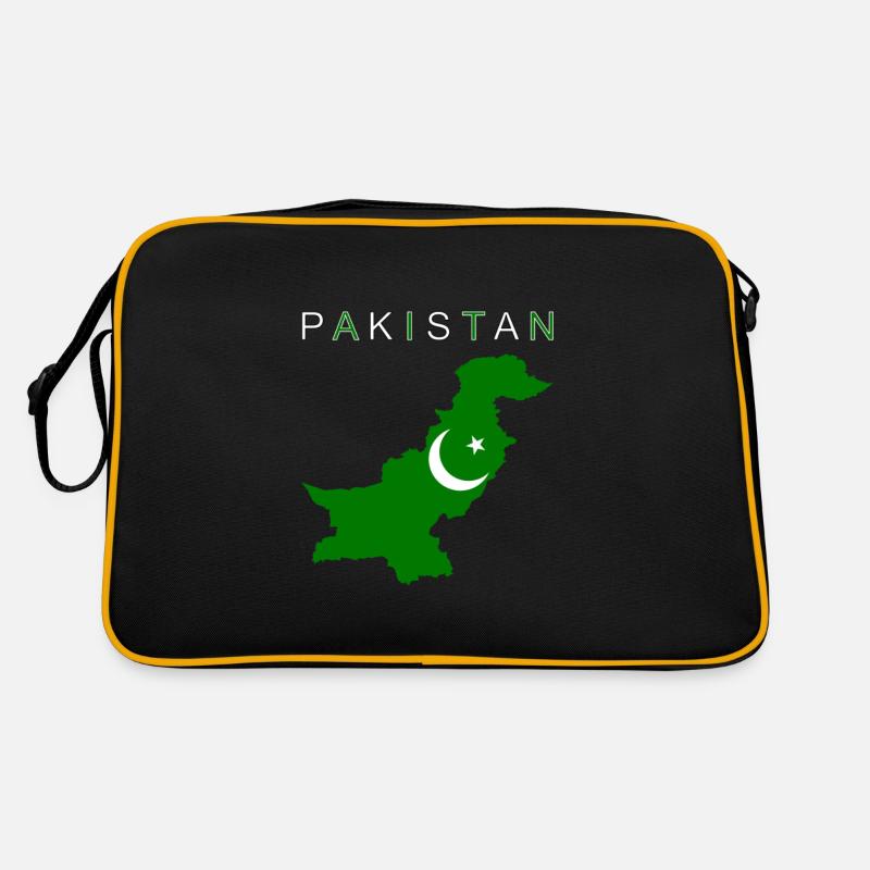 Pakistan Map Flag - Retro Bag - black/gold