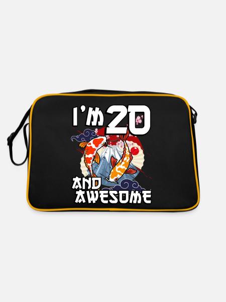 I Am 20 And Awesome Japanese Carp Koi - Retro Bag - black/gold - Back