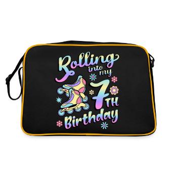 Rolling Into My 7th Birthday Roller Skater Inline - Retro Tasche - Schwarz/Gold - Hinten