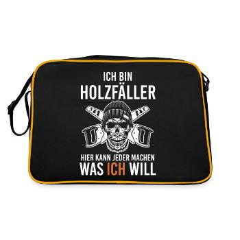 Waldarbeiter Förster Waldarbeit Holzfäller - Retro Tasche - Schwarz/Gold - Hinten