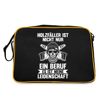 Waldarbeiter Förster Waldarbeit Holzfäller - Retro Tasche - Schwarz/Gold - Hinten
