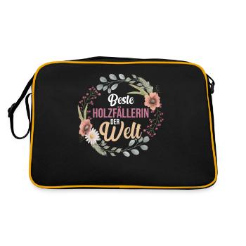 Waldarbeiter Förster Waldarbeit Holzfäller - Retro Tasche - Schwarz/Gold - Hinten