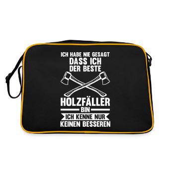 Waldarbeiter Förster Waldarbeit Holzfäller - Retro Tasche - Schwarz/Gold - Hinten