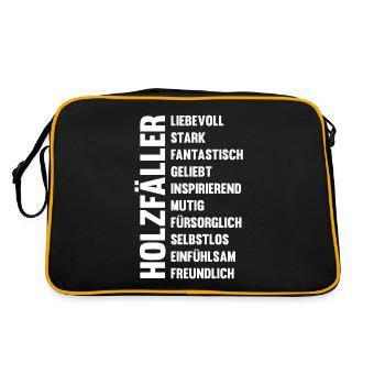 Waldarbeiter Förster Waldarbeit Holzfäller - Retro Tasche - Schwarz/Gold - Hinten