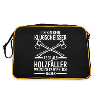 Waldarbeiter Förster Waldarbeit Holzfäller - Retro Tasche - Schwarz/Gold - Hinten