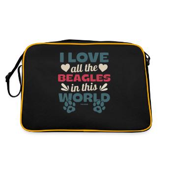Ich liebe alle Beagles dieser Welt - Retro Tasche - Schwarz/Gold - Hinten
