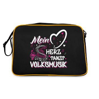 Volksmusik Party Dorffest Ouftit Deutsche Schlager - Retro Tasche - Schwarz/Gold - Hinten