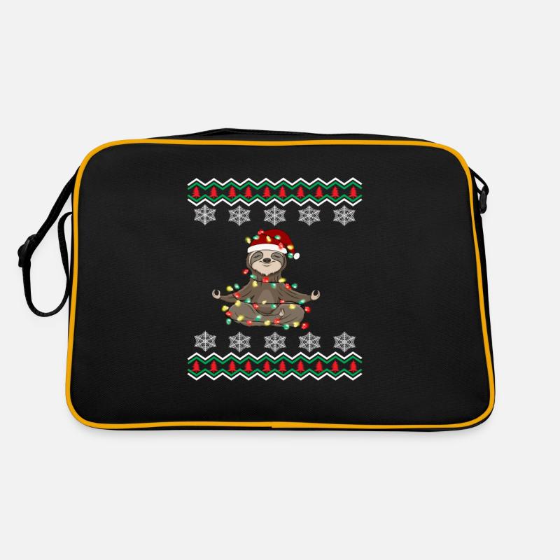 Funny Christmas Sloth Christmas Winter - Retro Bag - black/gold